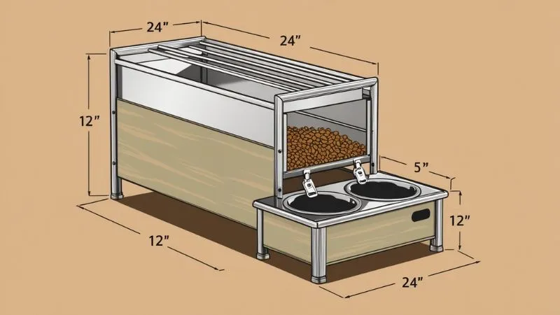 Important features and specifications to consider when choosing a dog kennel feeder, such as materials, size, and attachment options.